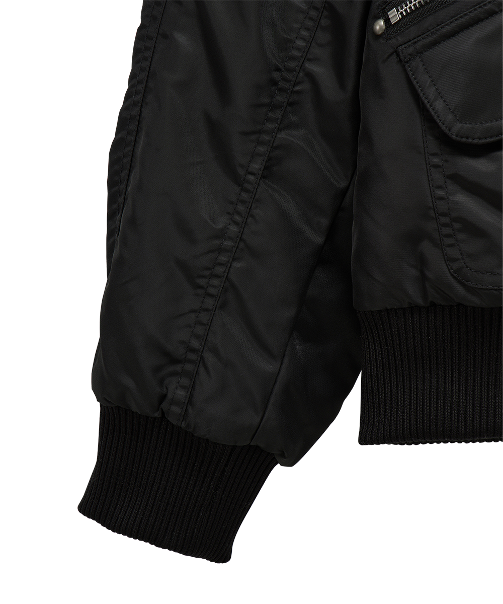 단델(DANDEL) DD cropped studded MA-1 jacket (BLACK) - 사이즈